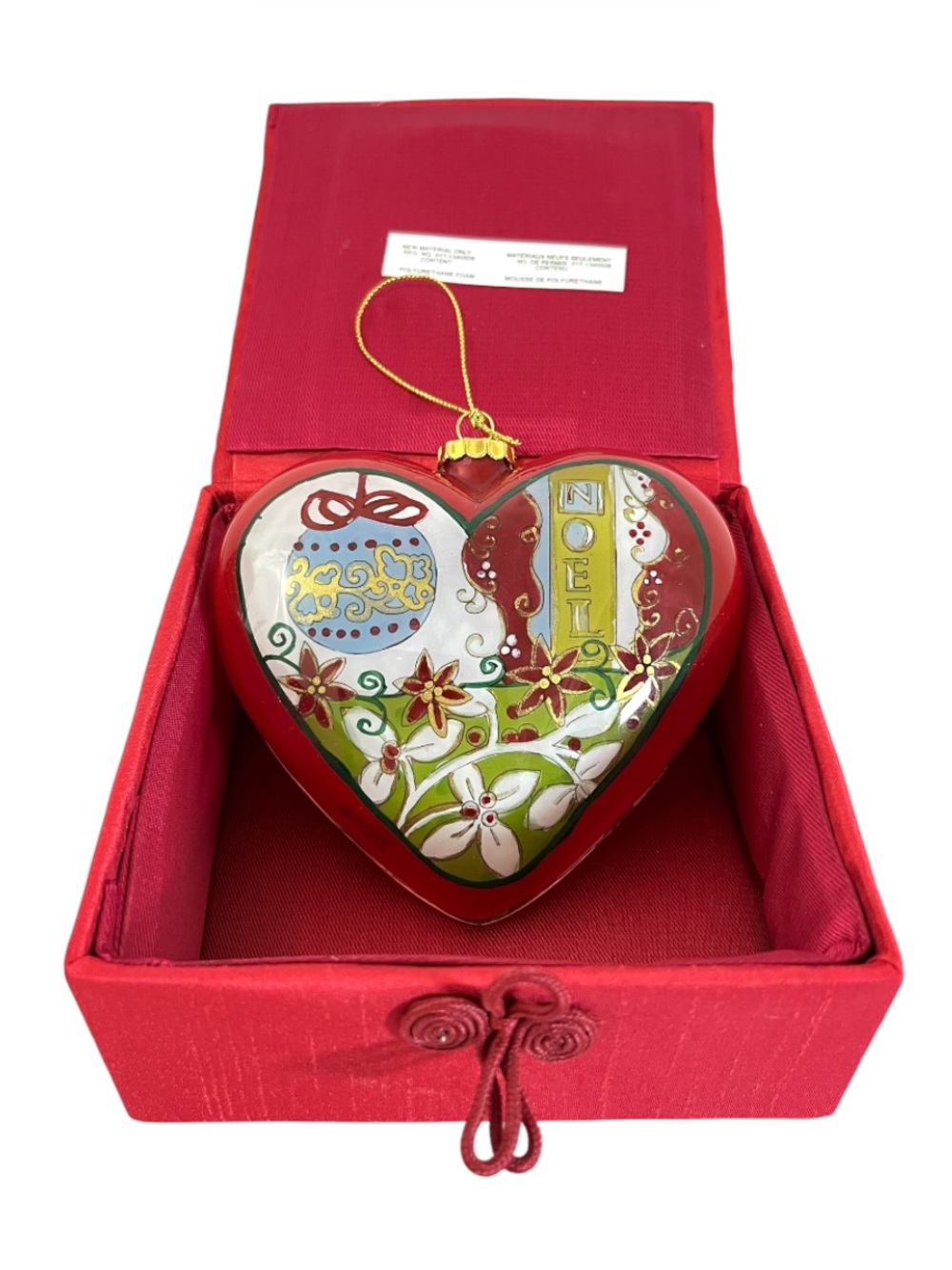 Pier 1 Li Bien Heart-Shaped Joy-Noel Christmas Ornament With Box - 2008